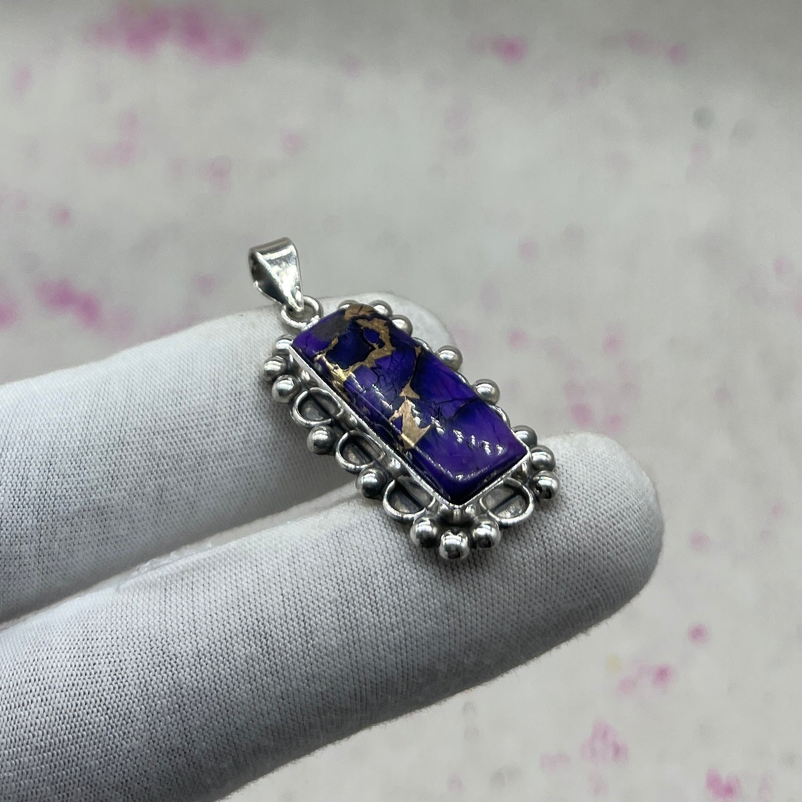 Purple Mohave Turquoise 925 Sterling Silver Handmade Pendant | Bold Statement Pendant