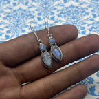 Fine Silver Moonstone Earrings – Lightweight Handmade Marquise Earrings
