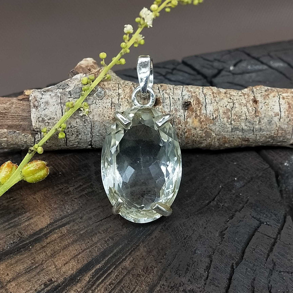 Clear Quartz Faceted 925 Silver Pendant Handmade Fine Jewelry