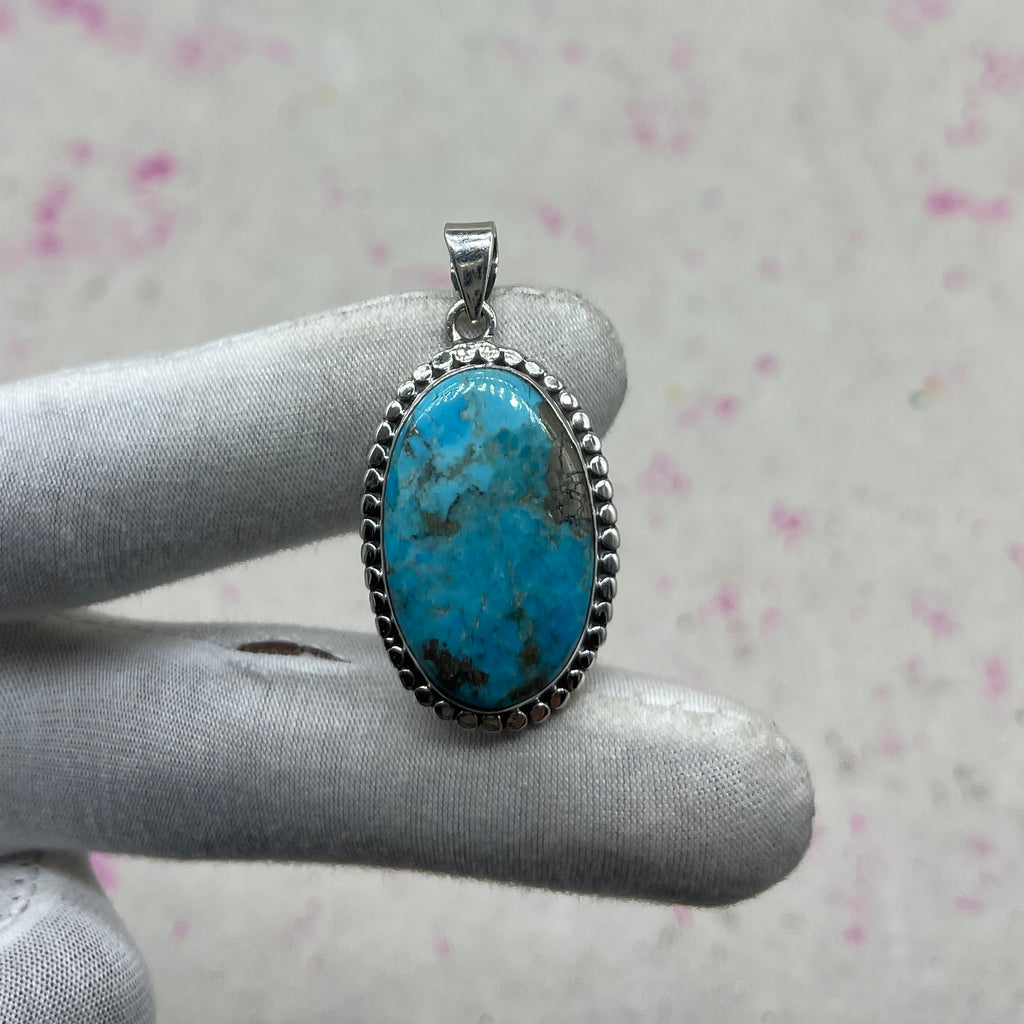 Blue Mohave Turquoise 925 Sterling Silver Handmade Pendant | Ethnic Bohemian Jewelry