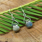 Minimalist Labradorite 925 Silver Earrings