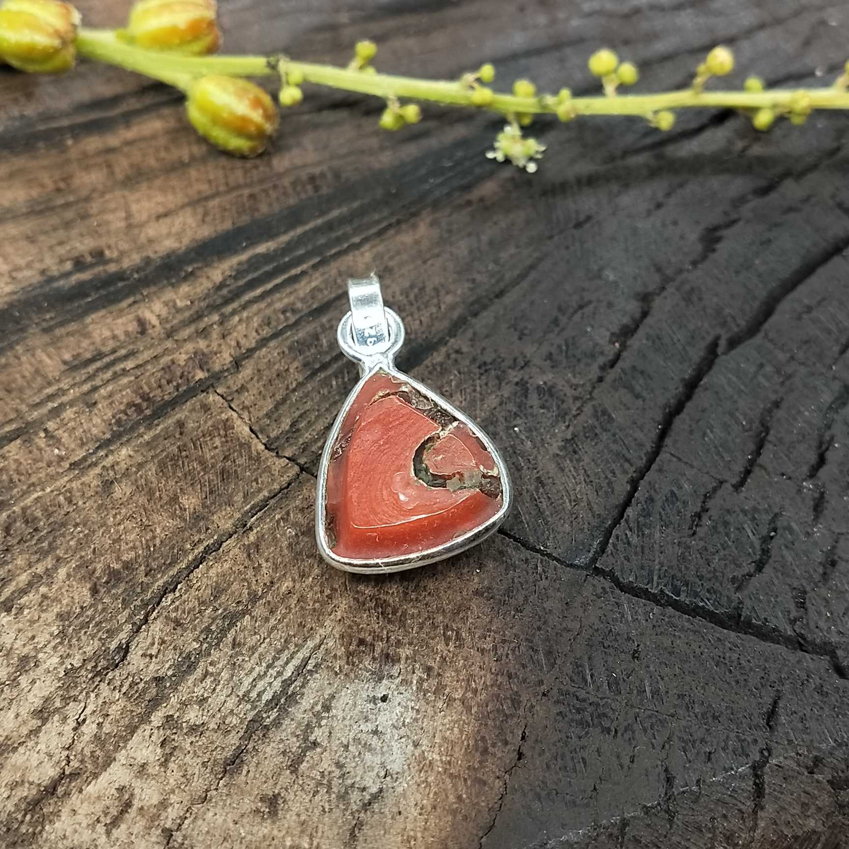 925 Silver Trillion Coral Pendant Classic Wholesale Charm