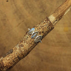 Minimal Triple Stone Labradorite Marquise 925 Silver Ring For Her