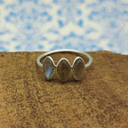 Minimal Triple Stone Labradorite Marquise 925 Silver Ring For Her