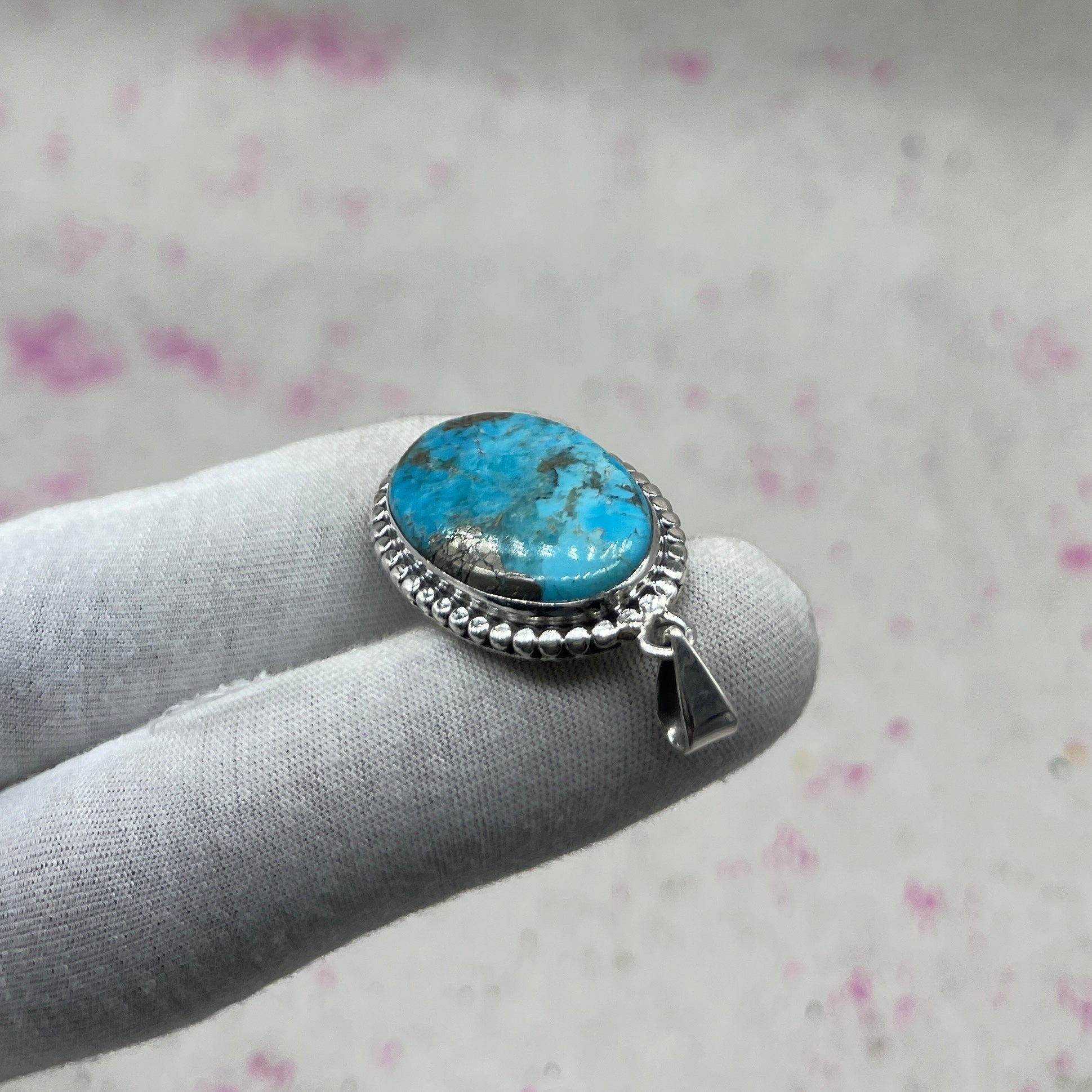 Blue Mohave Turquoise 925 Sterling Silver Handmade Pendant | Ethnic Bohemian Jewelry