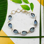 925 Sterling Silver Handmade Blue Mystic Topaz Bracelet Classic Drop Shape Jewelry