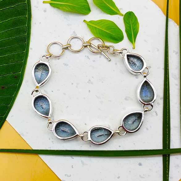 925 Sterling Silver Handmade Blue Mystic Topaz Bracelet Classic Drop Shape Jewelry