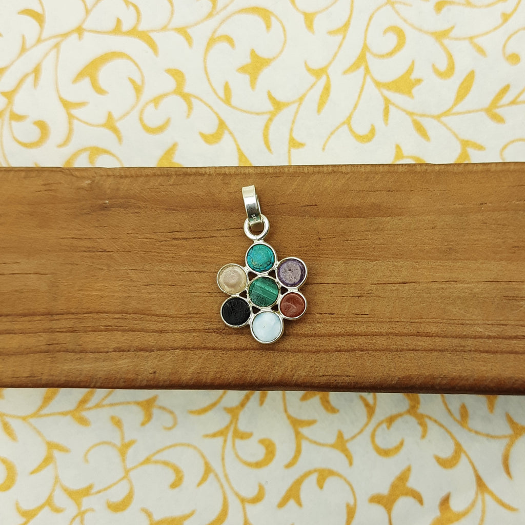 925 Sterling Silver 7 Chakra Pendant – Natural Gemstone Healing Energy Necklace