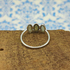 Minimal Triple Stone Labradorite Marquise 925 Silver Ring For Her