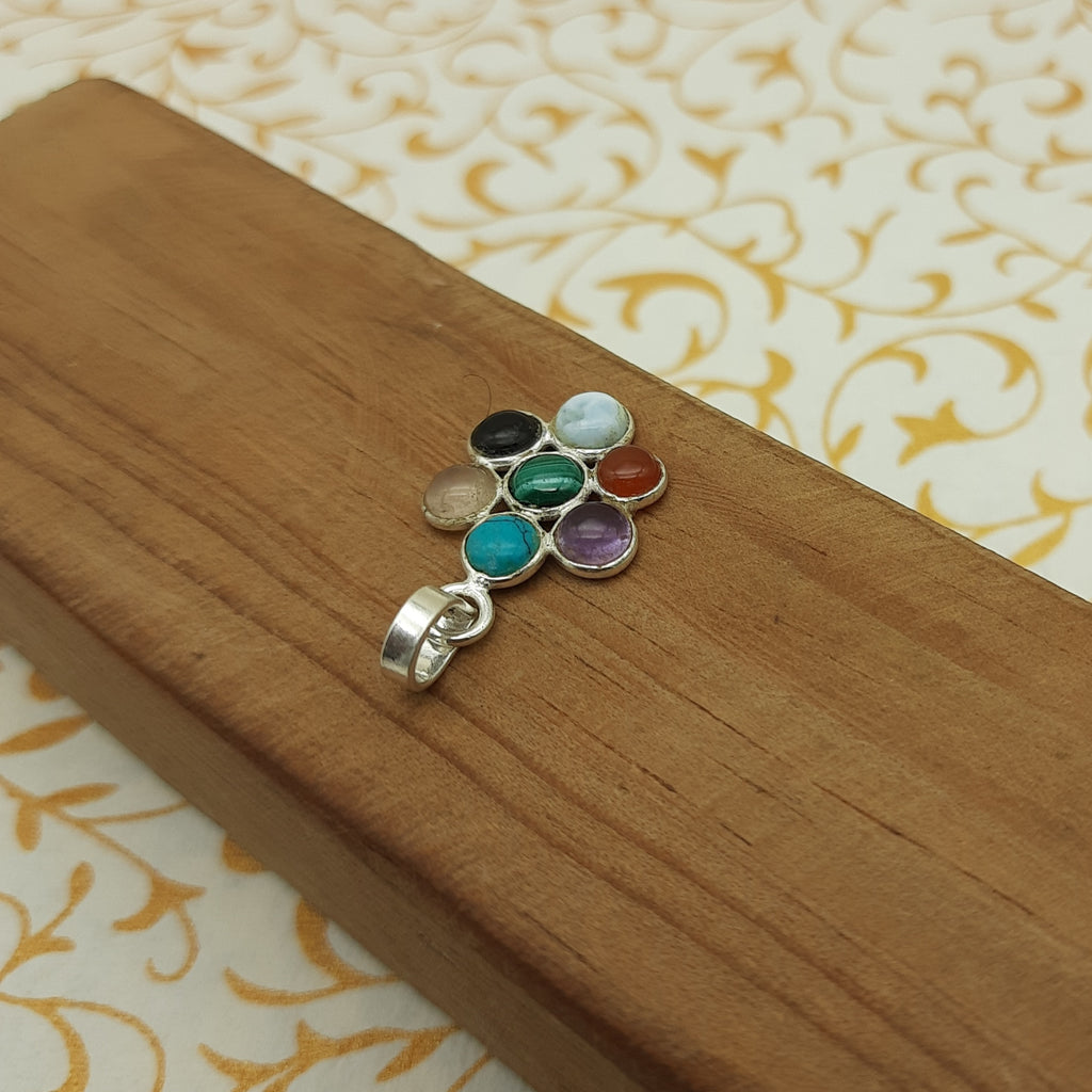 925 Sterling Silver 7 Chakra Pendant – Natural Gemstone Healing Energy Necklace