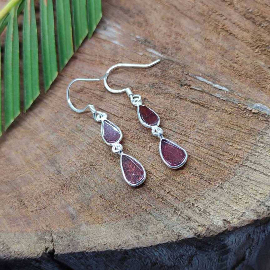 Elegant Multi-Stone Garnet Silver Dangle Earrings