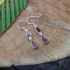 Elegant Multi-Stone Garnet Silver Dangle Earrings