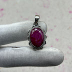 Dyed Ruby 925 Sterling Silver Handmade Pendant | Deep Tone Boho Pendant