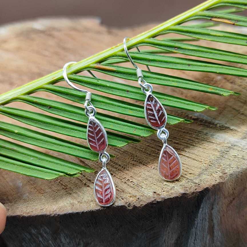 Elegant Multi-Stone Garnet Silver Dangle Earrings