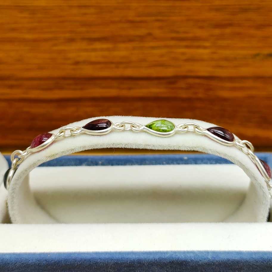 Elegant Handmade Sterling Silver 925 Tourmaline Bracelet Fine Gemstone Jewelry