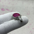 Dyed Ruby 925 Sterling Silver Handmade Pendant | Deep Tone Boho Pendant