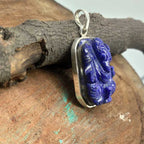 Lapis Lazuli Ganesh Carving 925 Silver Special Pendant