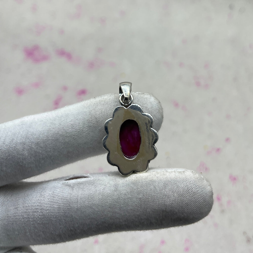 Dyed Ruby 925 Sterling Silver Handmade Pendant | Deep Tone Boho Pendant