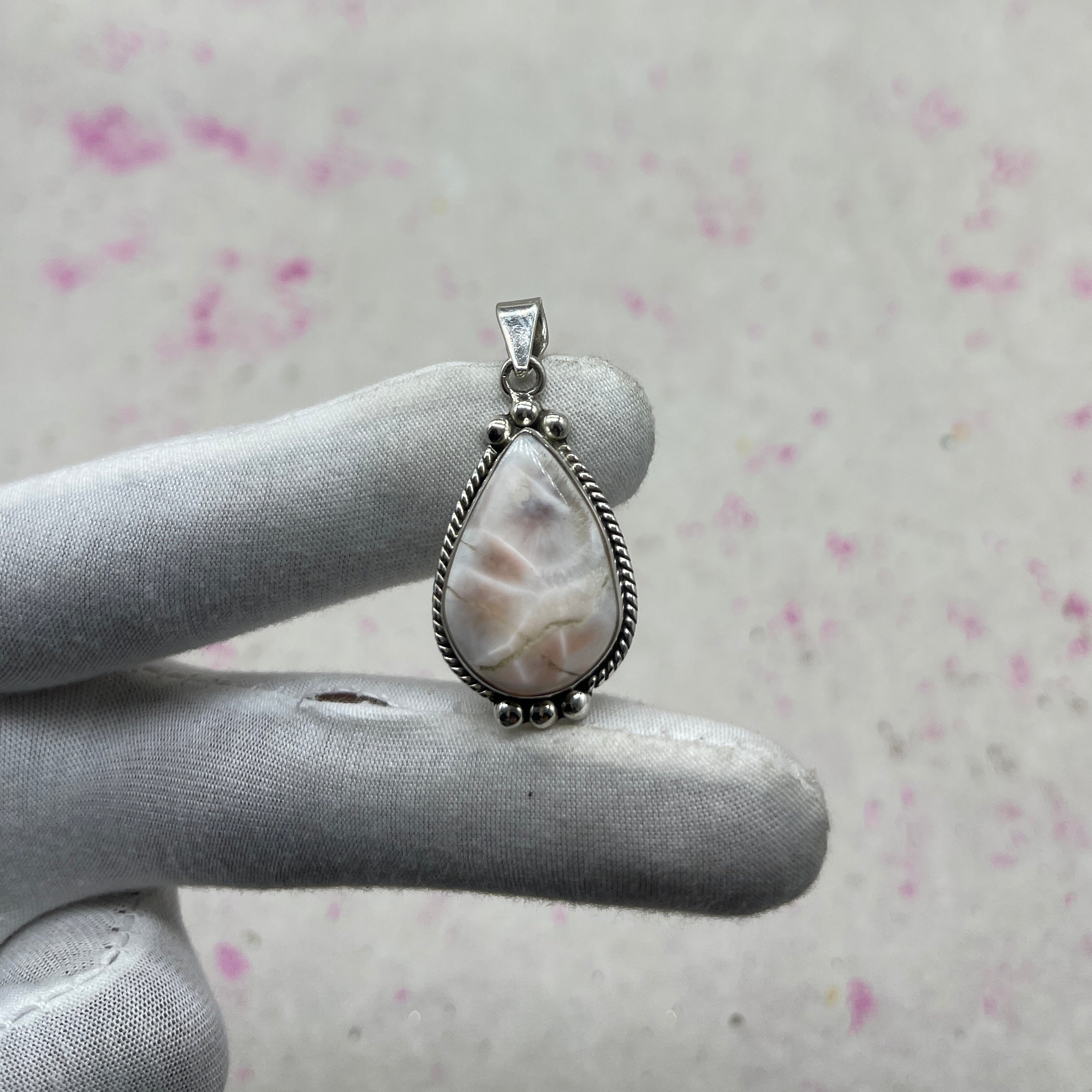 Pink Larimar 925 Sterling Silver Handmade Pendant | Pastel Statement Jewelry
