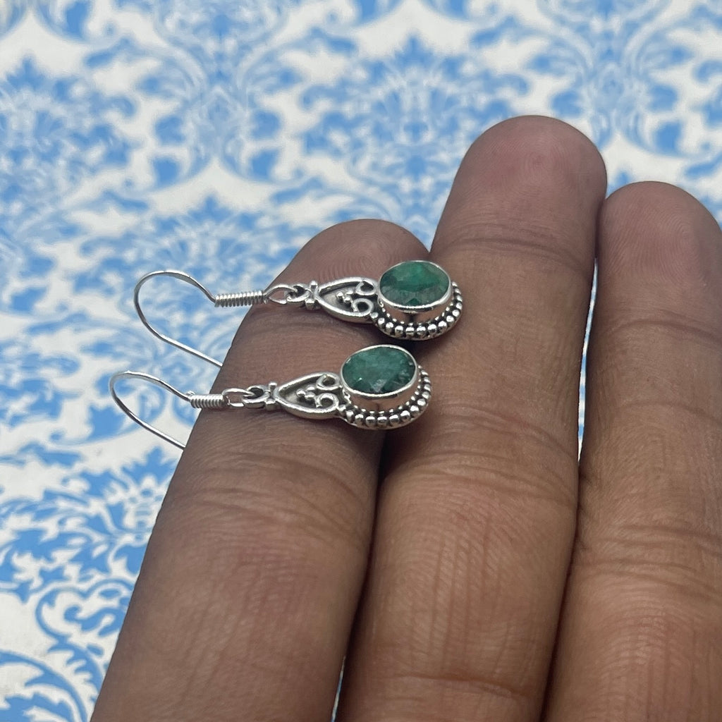 Emerald Silver Earrings – Rich Green Statement Earring