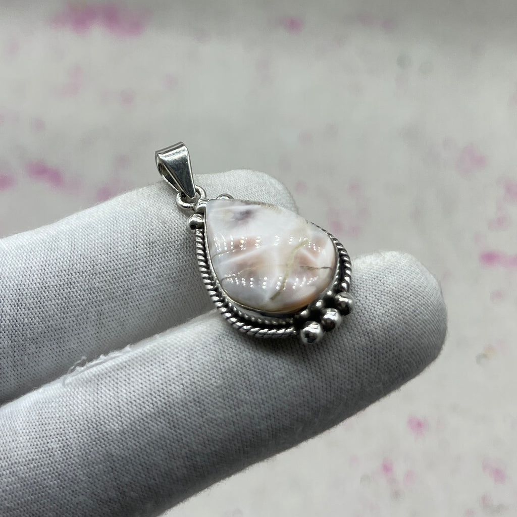 Pink Larimar 925 Sterling Silver Handmade Pendant | Pastel Statement Jewelry