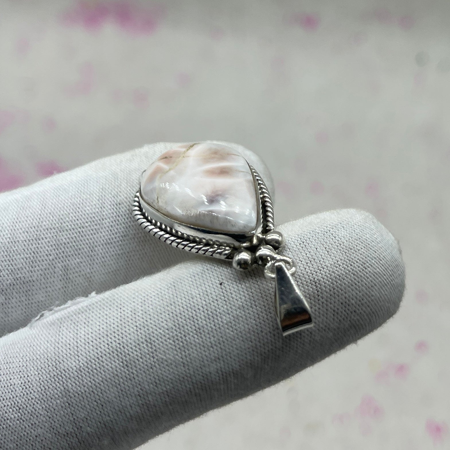 Pink Larimar 925 Sterling Silver Handmade Pendant | Pastel Statement Jewelry