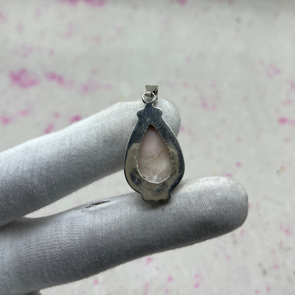 Pink Larimar 925 Sterling Silver Handmade Pendant | Pastel Statement Jewelry