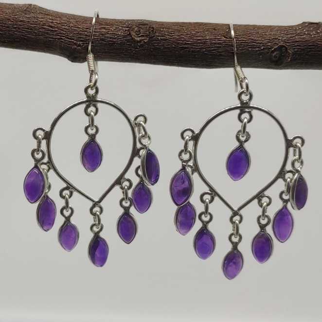 Multi-Stone Amethyst Chandelier Earrings for Women