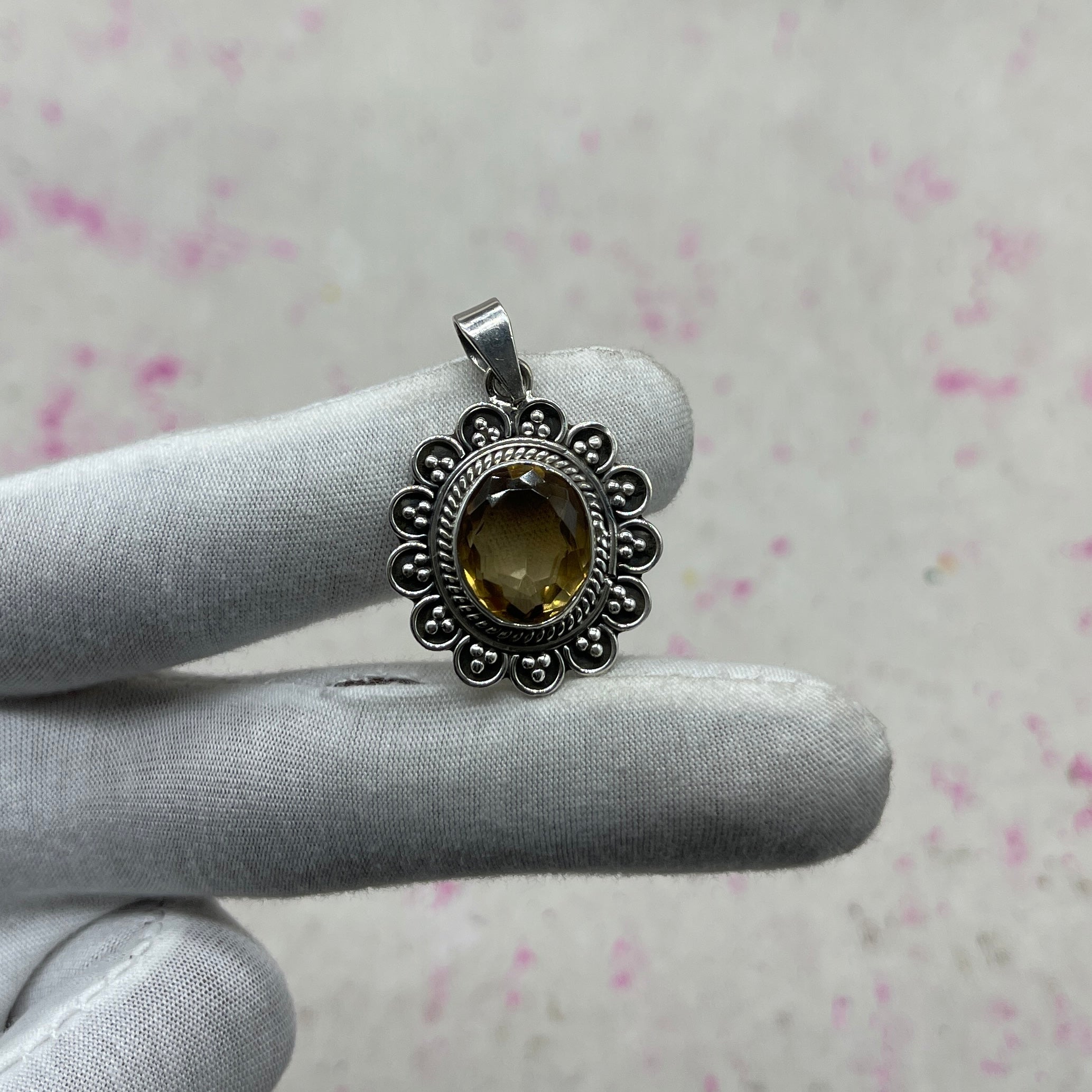 Citrine 925 Sterling Silver Handmade Pendant | Warm Tone Boho Pendant