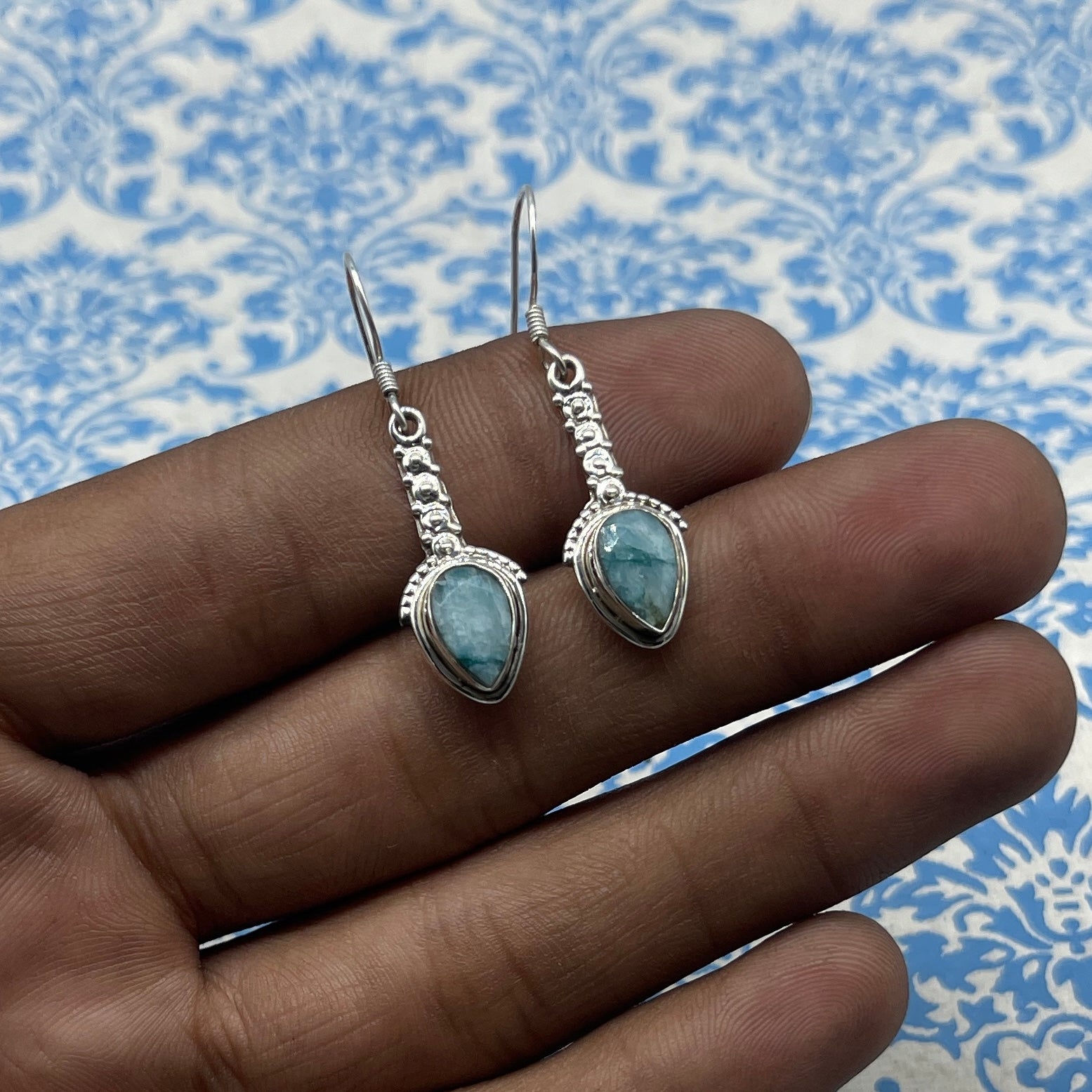 Boho Gemstone Earrings – 925 Silver Artisan Jewelry