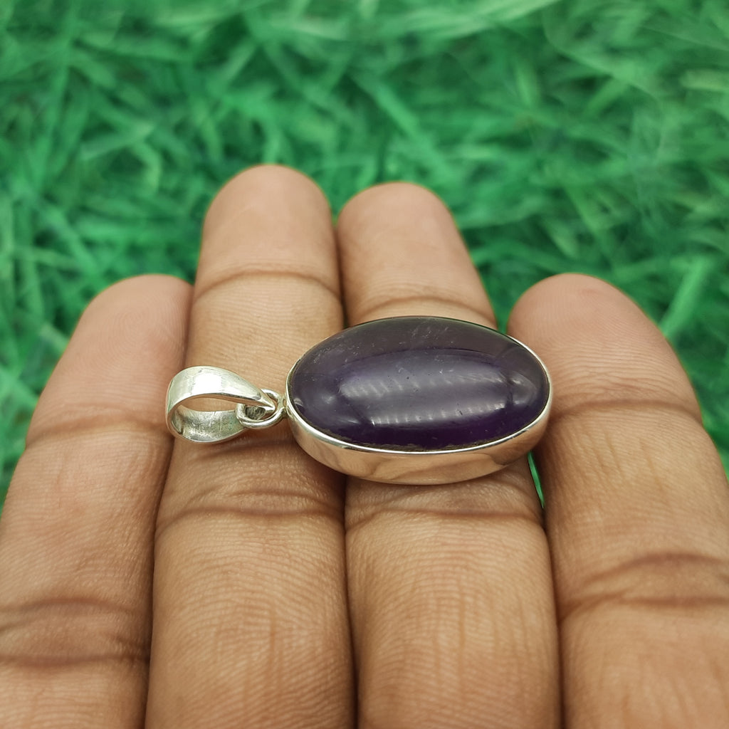 Faceted Amethyst Artisan Pendant in 925 Sterling Silver – Boho Elegance