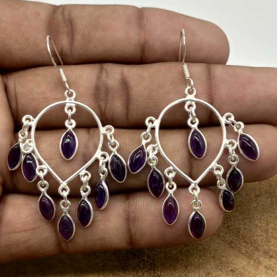 Multi-Stone Amethyst Chandelier Earrings for Women