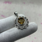 Citrine 925 Sterling Silver Handmade Pendant | Warm Tone Boho Pendant