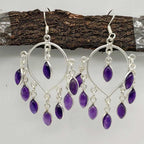 Multi-Stone Amethyst Chandelier Earrings for Women