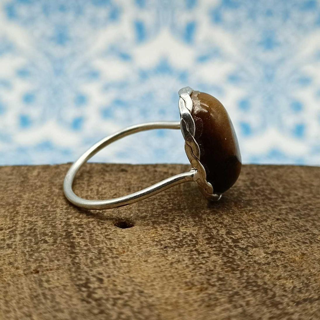 Tiger Eye 925 Silver Bohemian Nepali Accent Ring For Women