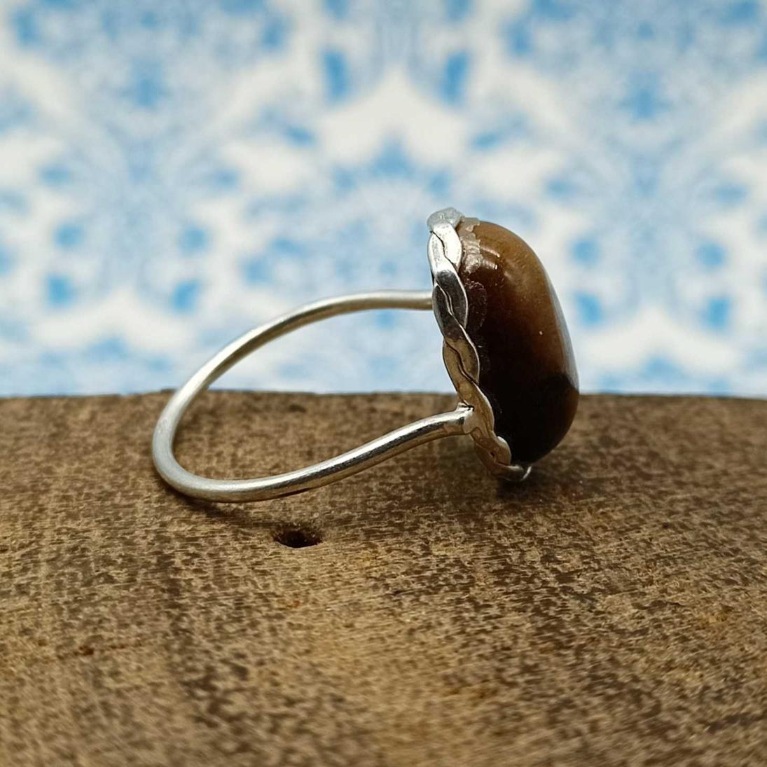 Tiger Eye 925 Silver Bohemian Nepali Accent Ring For Women