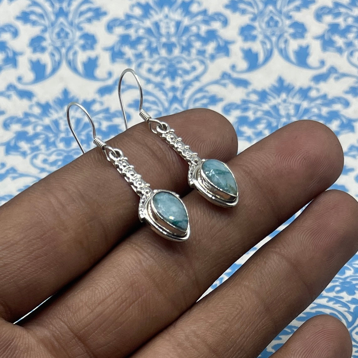 Boho Gemstone Earrings – 925 Silver Artisan Jewelry