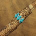 Bezel 925 Silver Turquoise Triple Stone Handcrafted Ring
