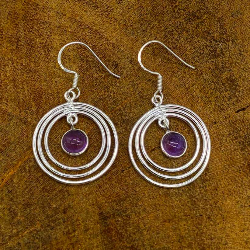 925 Sterling Silver Amethyst Gemstone Earrings