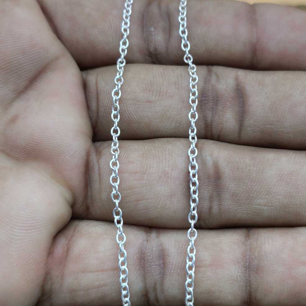Blue Chalcedony 925 Silver Bezel Chain Necklace Handmade