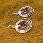 925 Sterling Silver Amethyst Gemstone Earrings