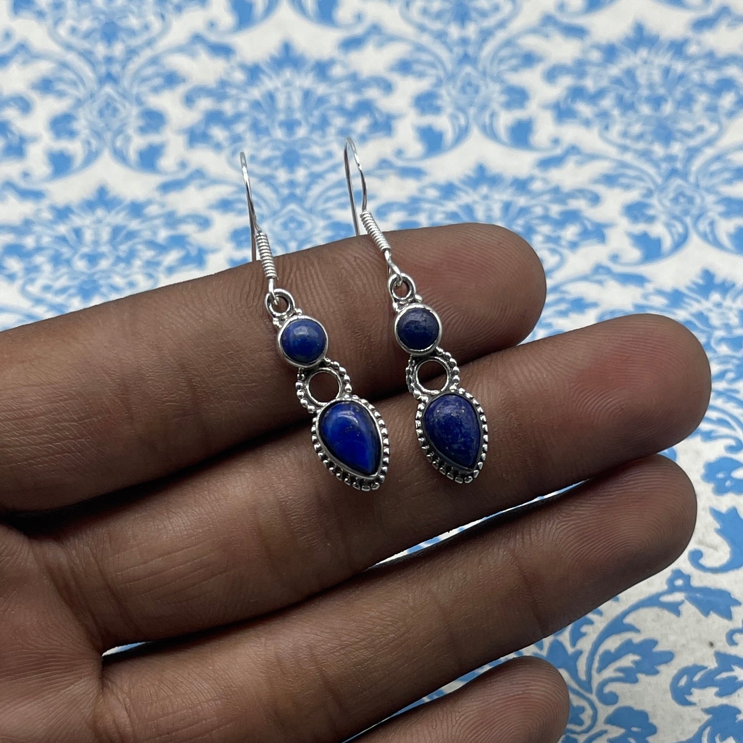 Premium Lapis Lazuli  Earrings in 925 Silver – Timeless Beauty