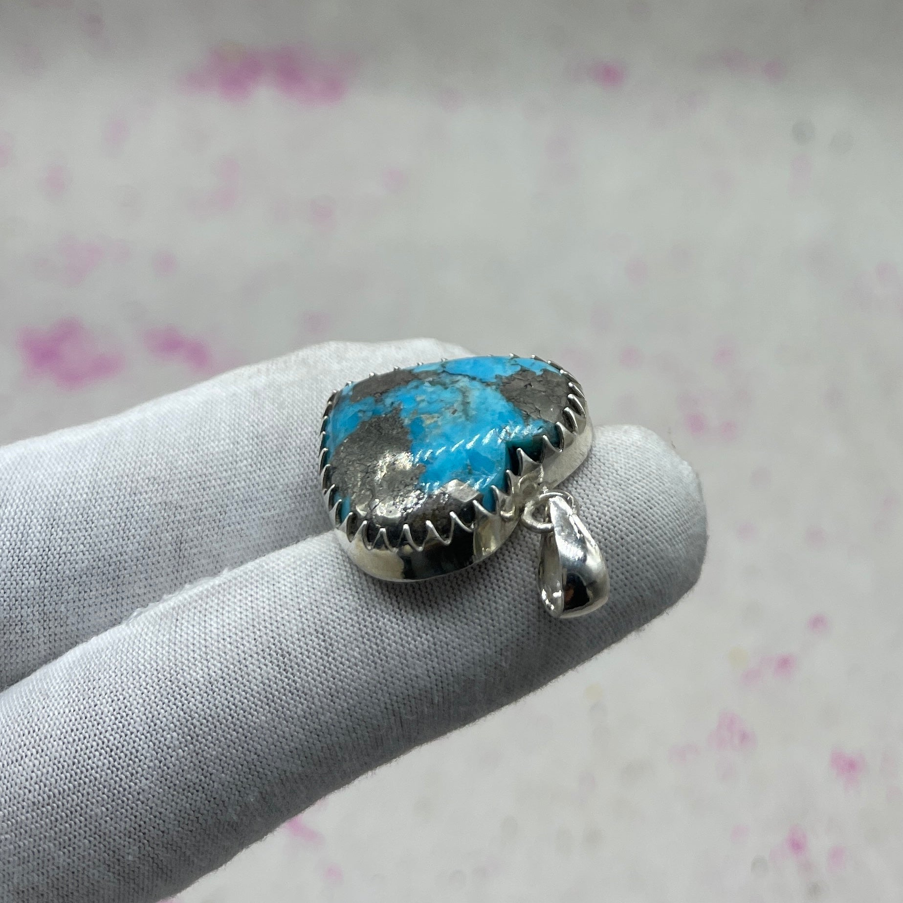 Blue Mohave Turquoise 925 Sterling Silver Handmade Pendant | Handmade Tribal Jewelry