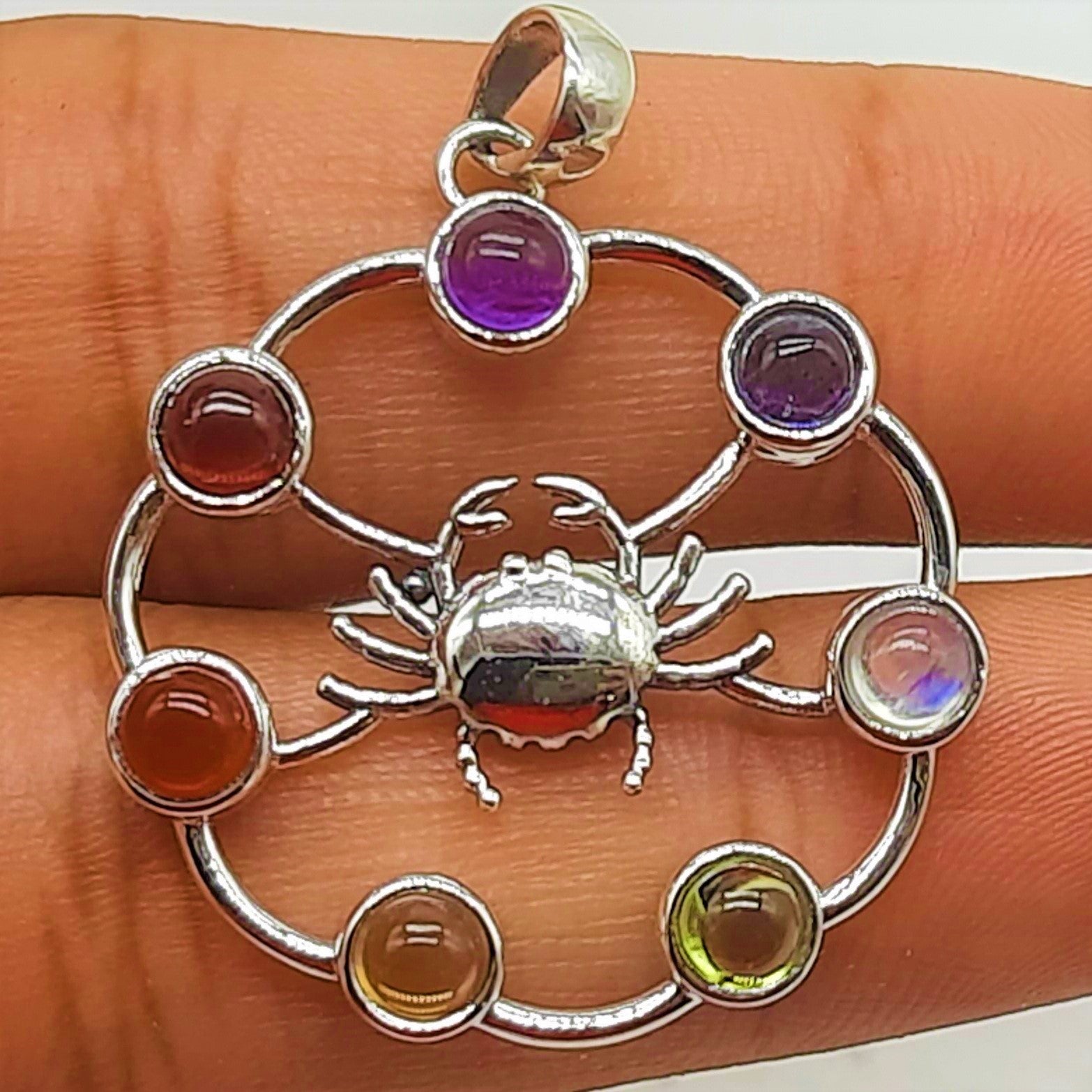 7 Chakra Healing Spiritual Bezel 925 Silver Dainty Necklaces