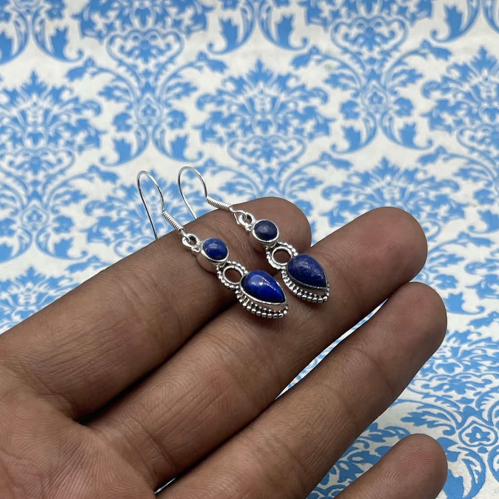 Premium Lapis Lazuli  Earrings in 925 Silver – Timeless Beauty
