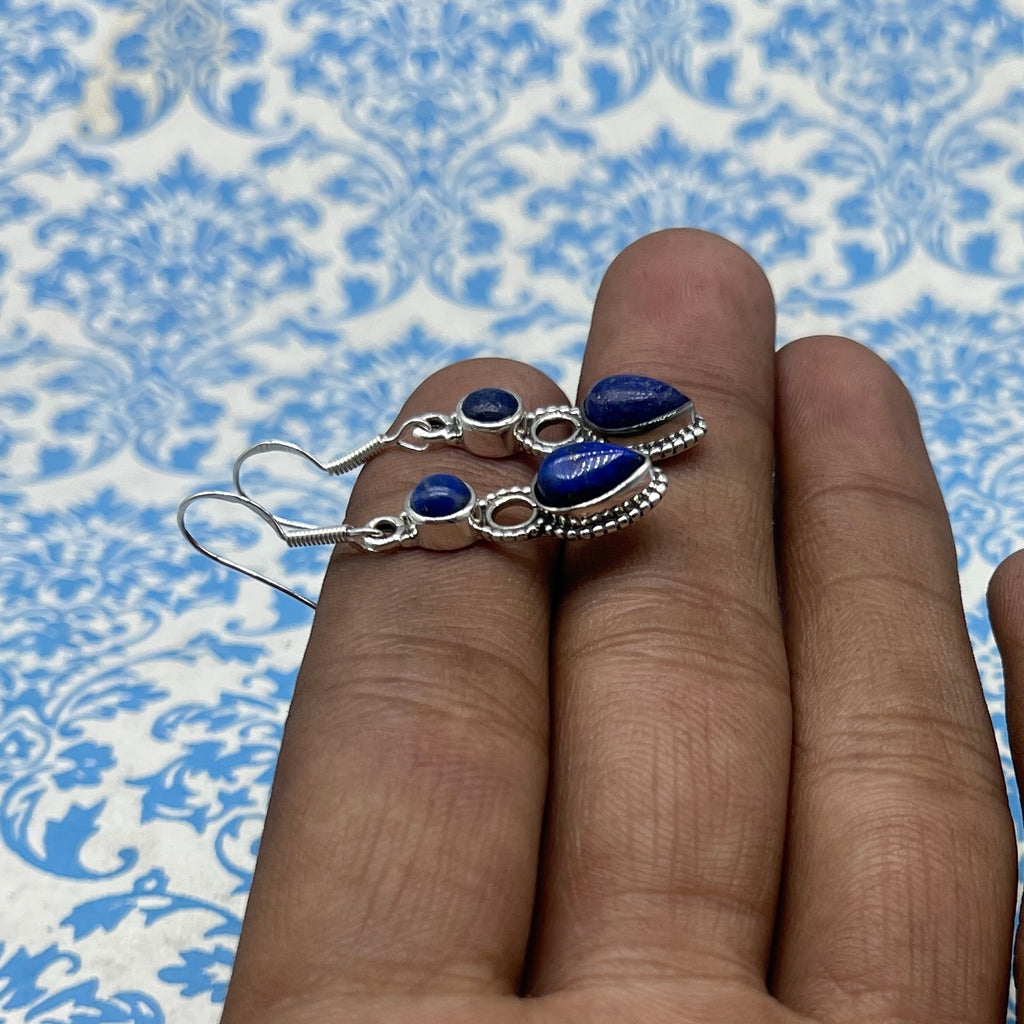 Premium Lapis Lazuli  Earrings in 925 Silver – Timeless Beauty