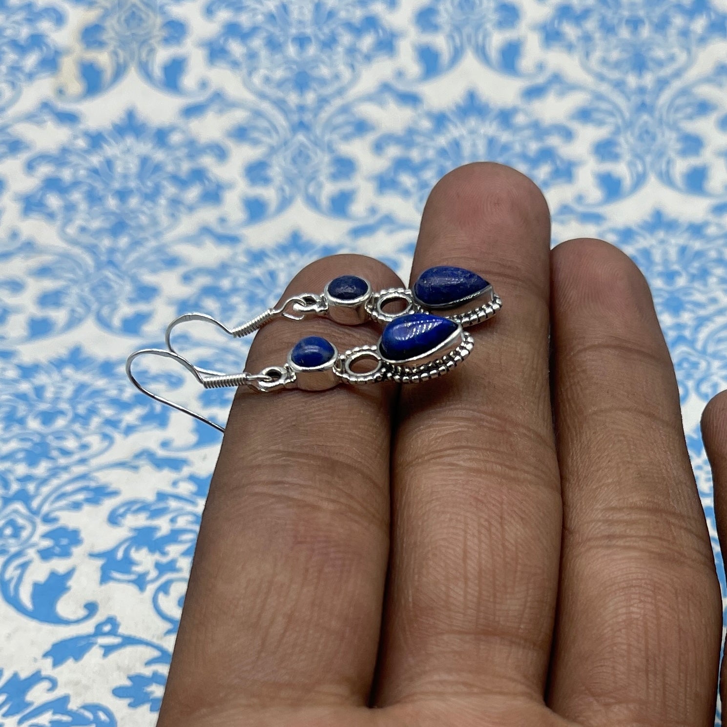Premium Lapis Lazuli  Earrings in 925 Silver – Timeless Beauty