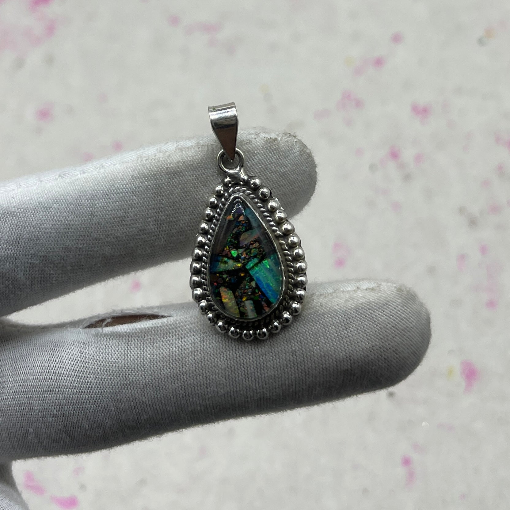 Glass Resin 925 Sterling Silver Handmade Pendant | Modern Artistic Pendant