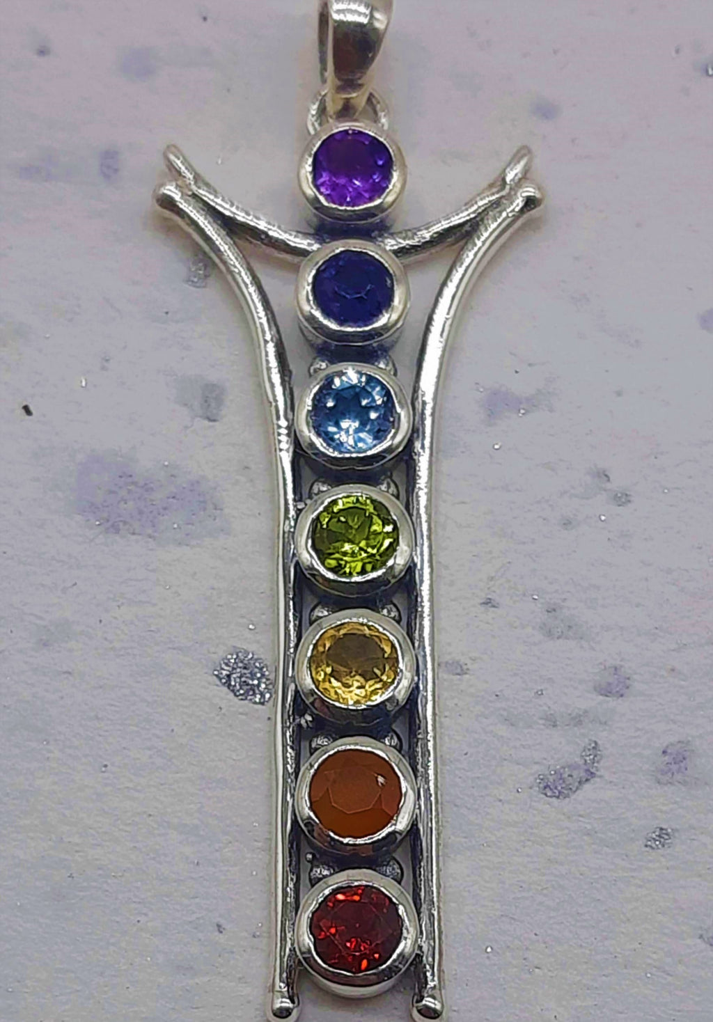 7 Chakra Healing Spiritual Bezel 925 Silver Dainty Necklace
