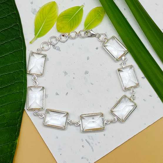 925 Sterling Silver Handmade Crystal Bracelet Classic Jewelry